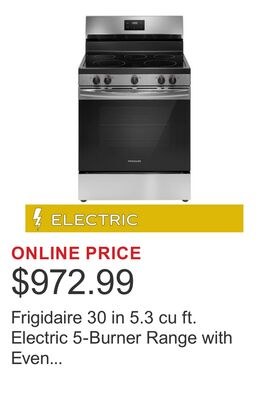 Frigidaire 30 in 5.3 cu ft. Electric 5-Burner R…