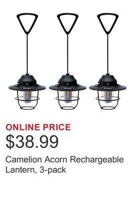 Camelion Acorn Rechargeable Lantern, 3-pack