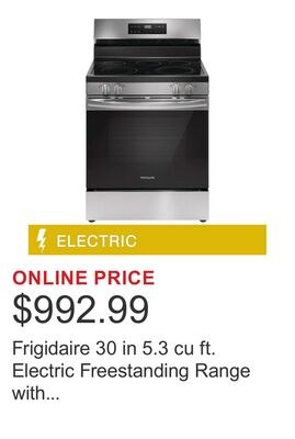 Frigidaire 30 in 5.3 cu ft. Electric Freestandi…