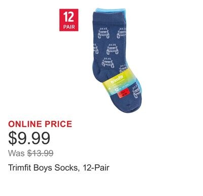Trimfit Boys Socks, 12-Pair