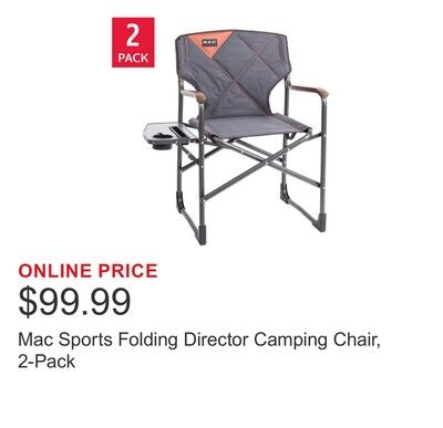 Mac Sports Folding Director Camping Chair, 2-Pa…