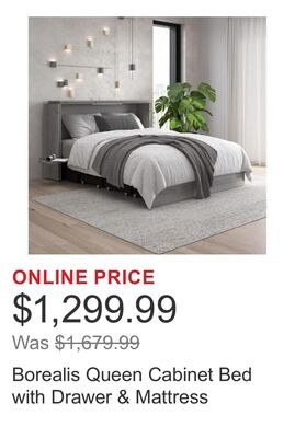 Borealis Queen Cabinet Bed with Drawer & Mattre…