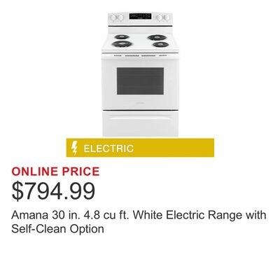 Amana 30 in. 4.8 cu ft. White Electric Range wi…