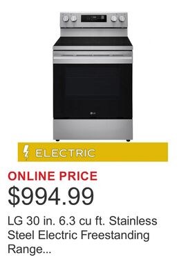 LG 30 in. 6.3 cu ft. Stainless Steel Electric F…
