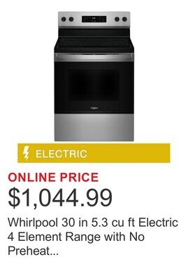 Whirlpool 30 in 5.3 cu ft Electric 4 Element Ra…