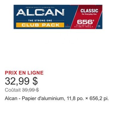 Alcan - Papier d'aluminium, 11,8 po. × 656,2 pi.