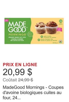 MadeGood Mornings - Coupes d'avoine biologiques…