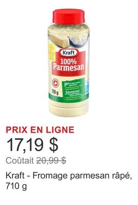 Kraft - Fromage parmesan râpé, 710 g