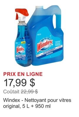 Windex - Nettoyant pour vitres original, 5 L + …