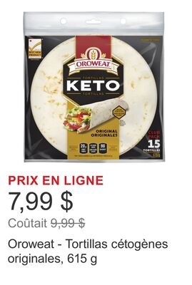 Oroweat - Tortillas cétogènes originales, 615 g