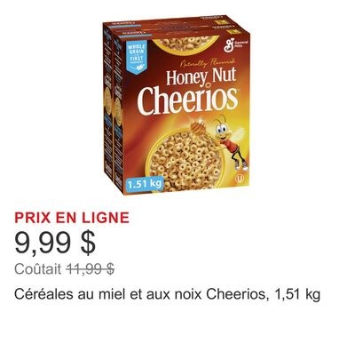 Céréales au miel et aux noix Cheerios, 1,51 kg