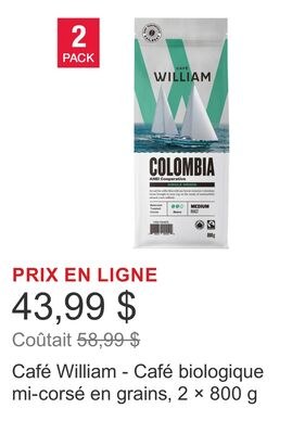 Café William - Café biologique mi-corsé en grai…