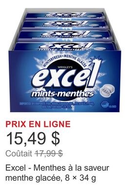 Excel - Menthes à la saveur menthe glacée, 8 × …