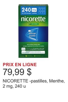 NICORETTE -pastilles, Menthe, 2 mg, 240 u