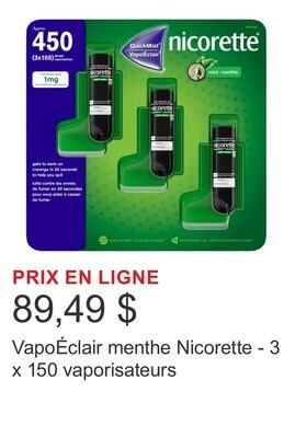 VapoÉclair menthe Nicorette - 3 x 150 vaporisat…