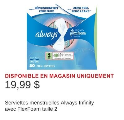 Serviettes menstruelles Always Infinity avec Fl…