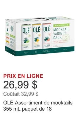 OLÉ Assortiment de mocktails 355 mL paquet de 18