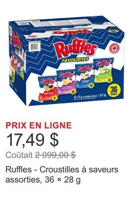 Ruffles - Croustilles à saveurs assorties, 36 × 2…
