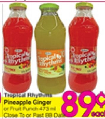 Tropical Rhythms Pineapple Ginger or Fruit Punch