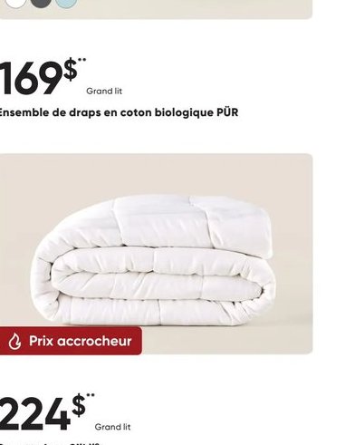 Ensemble de draps en coton biologique PÜR