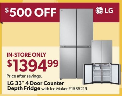 LG 33" 4 Door Counter Depth Fridge