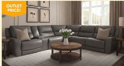Pictor 6 Piece Power Leather Reclining Sectional