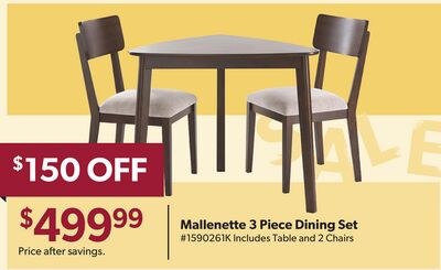Mallenette 3 Piece Dining Set