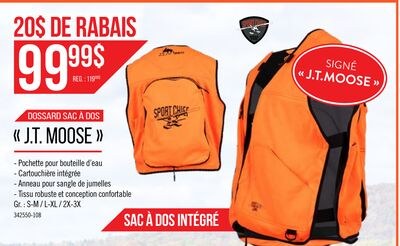 Dossard orange avec sac à dos intégré J.T.Moose…