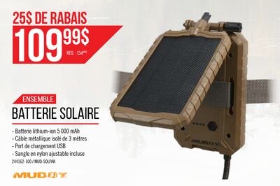 Batterie solaire pour caméra de chasse - Muddy