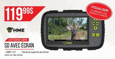 Lecteur de cartes SD 1080p avec écran 4.3" - HME