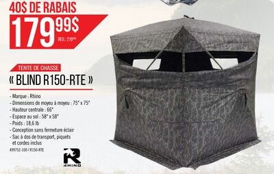 Tente et chasse de chasse Blind R150-RTE - Rhino