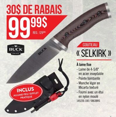 Couteau à lame fixe Selkirk - Buck