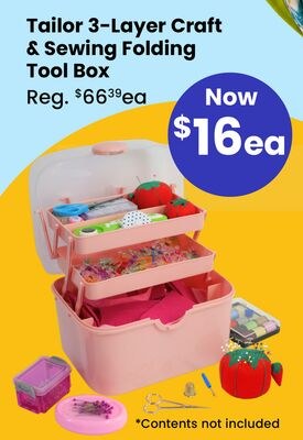 Tailor 3-Layer Craft & Sewing Folding Tool Box