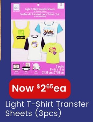 Light T-Shirt Transfer Sheets
