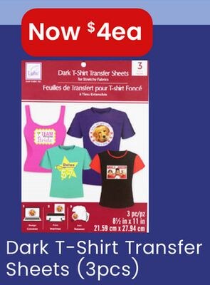 DARK T-SHIRT TRANSFER SHEETS (3PCS)