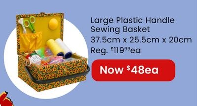 Large Plastic Handle Sewing Basket