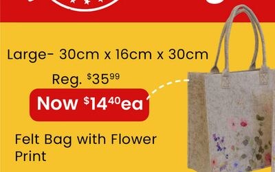 Felt Bag with Flower Print