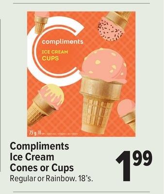 Compliments Ice Cream Cones or Cups