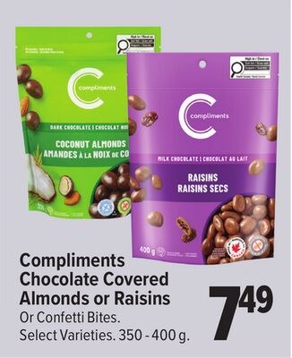 Compliments Chocolate Covered Almonds or Raisins