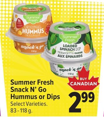 Summer Fresh Snack N' Go Hummus or Dips