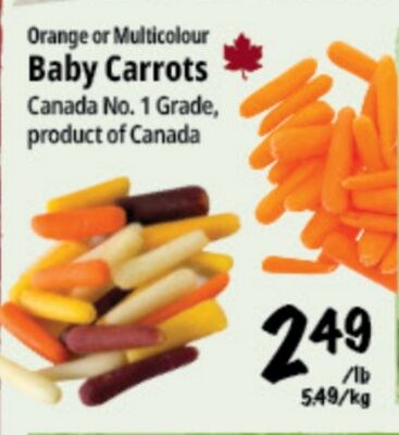 Orange or Multicolour Baby Carrots