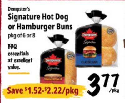 Dempster's Signature Hot Dog or Hamburger Buns