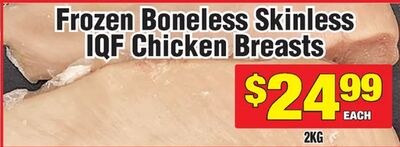 Frozen Boneless Skinless IQF Chicken Breasts