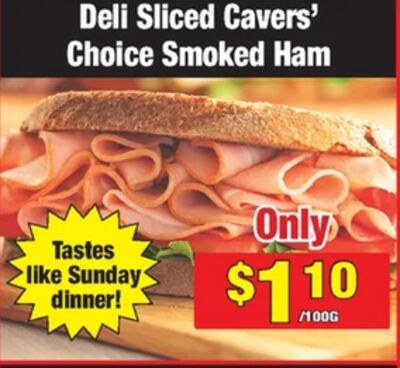 Deli Sliced Cavers' Choice Smoked Ham