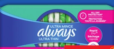 ALWAYS ULTRA THIN PADS OR TAMPAX TAMPONS
