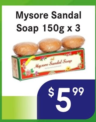 Mysore Sandal Soap 150g x 3