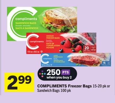 COMPLIMENTS Freezer Bags