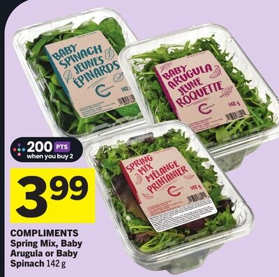 COMPLIMENTS Spring Mix, Baby Arugula or Baby Sp…