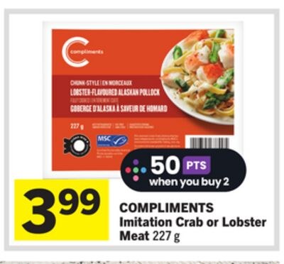 COMPLIMENTS Imitation Crab or Lobster Meat