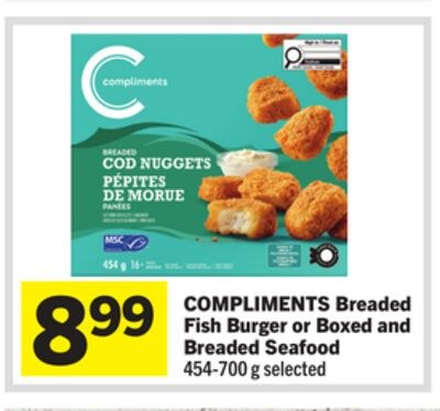 COMPLIMENTS Breaded Fish Burger or Boxed and Br…
